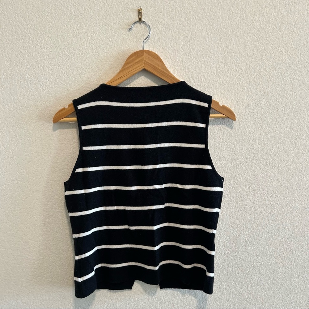 Cider Black and White Striped Sleeveless Top Knit button up - Picture 2 of 3
